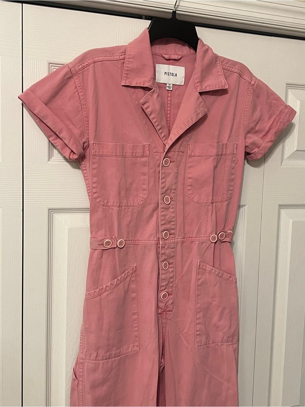 Pistola Grover Field Suit Short Sleeve Utility Jumpsuit Pink Flamingo Size XS - Picture 6 of 16
